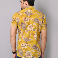 Yellow Nature Threads Half Sleeve Shirt