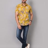 Yellow Nature Threads Half Sleeve Shirt