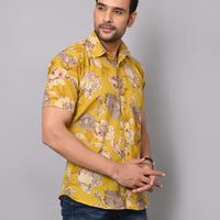 Yellow Nature Threads Half Sleeve Shirt