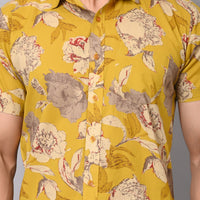 Yellow Nature Threads Half Sleeve Shirt