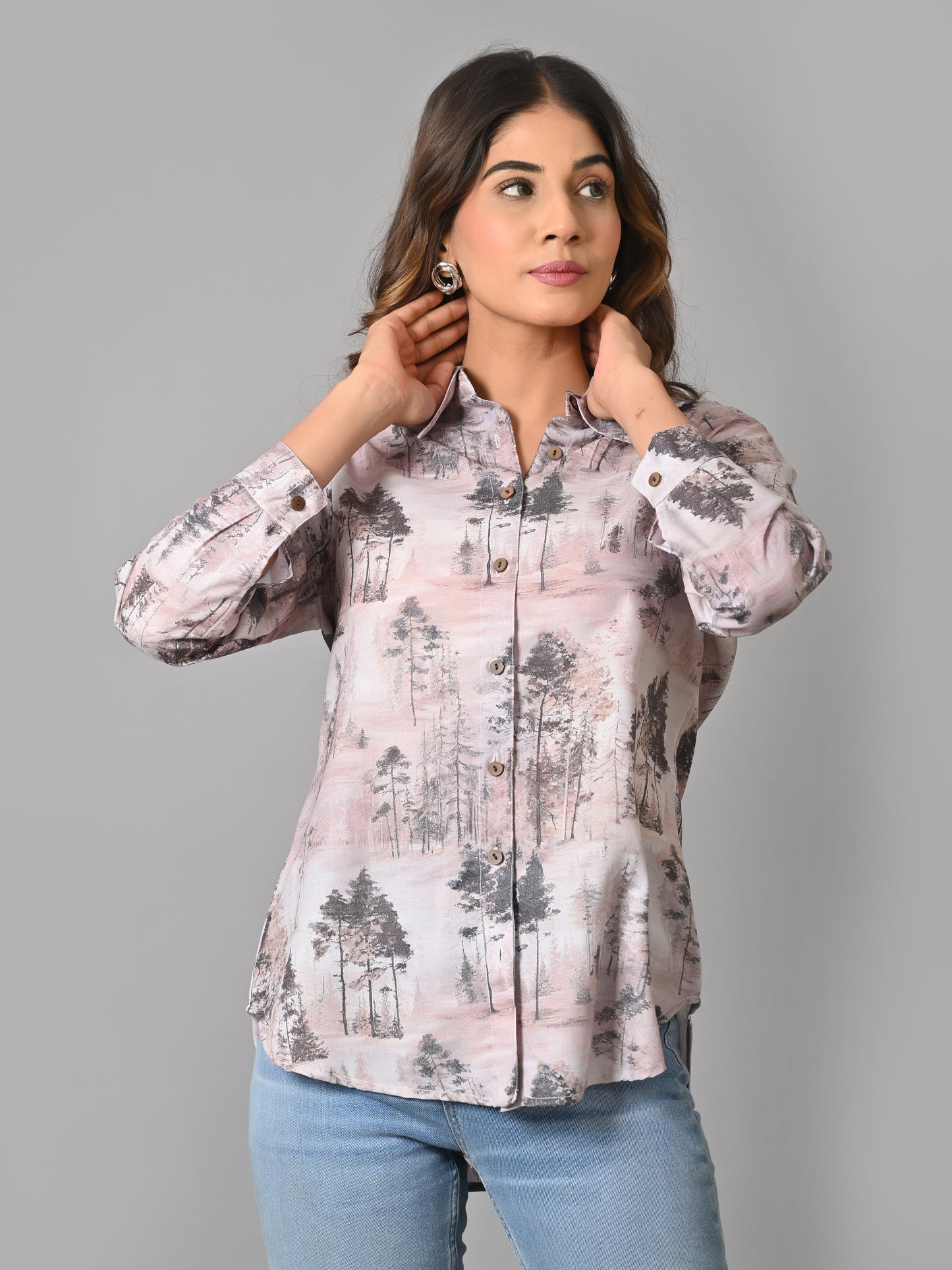 VJR Women Silhouette Grove Printed Shirt