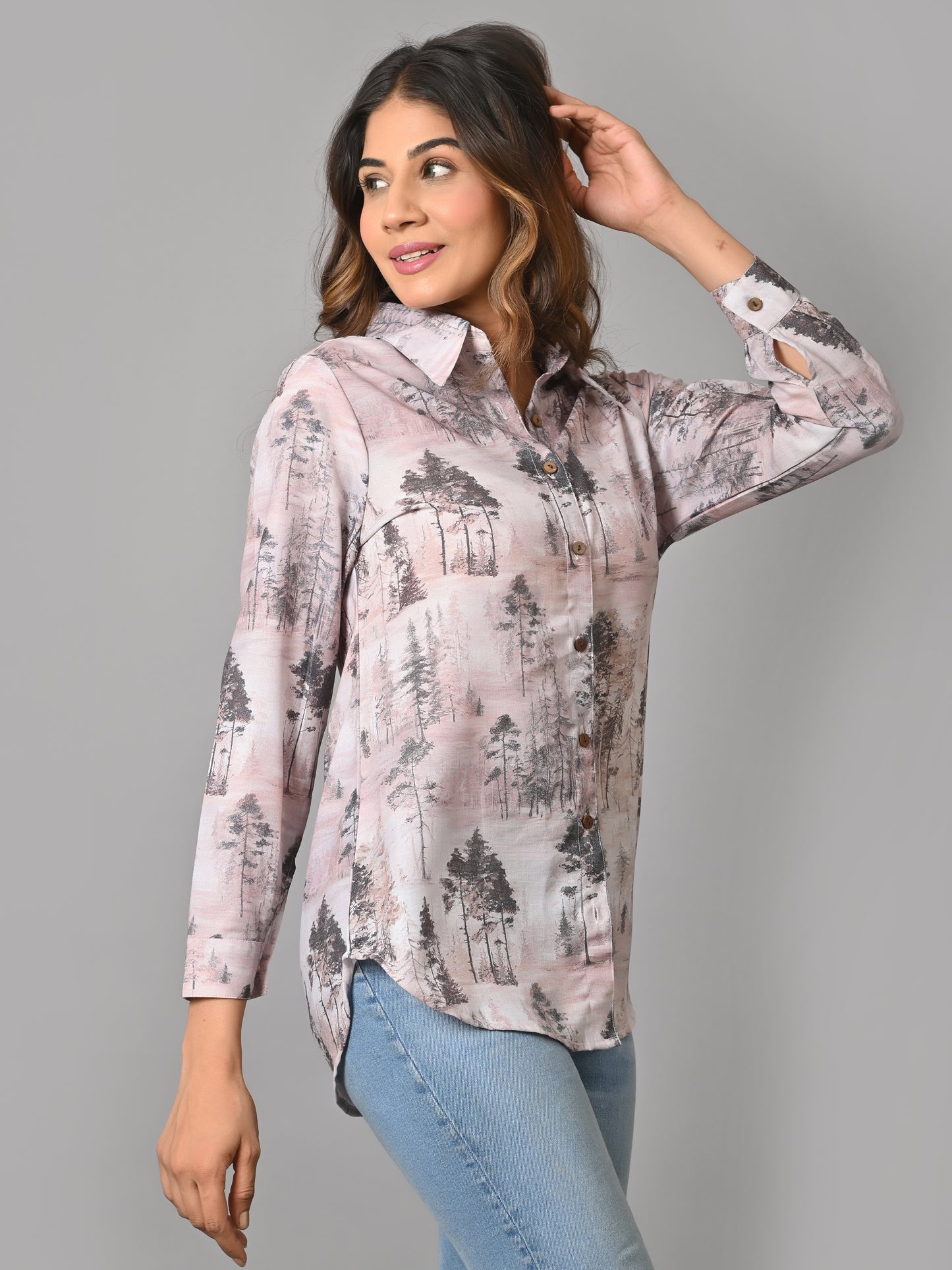 VJR Women Silhouette Grove Printed Shirt