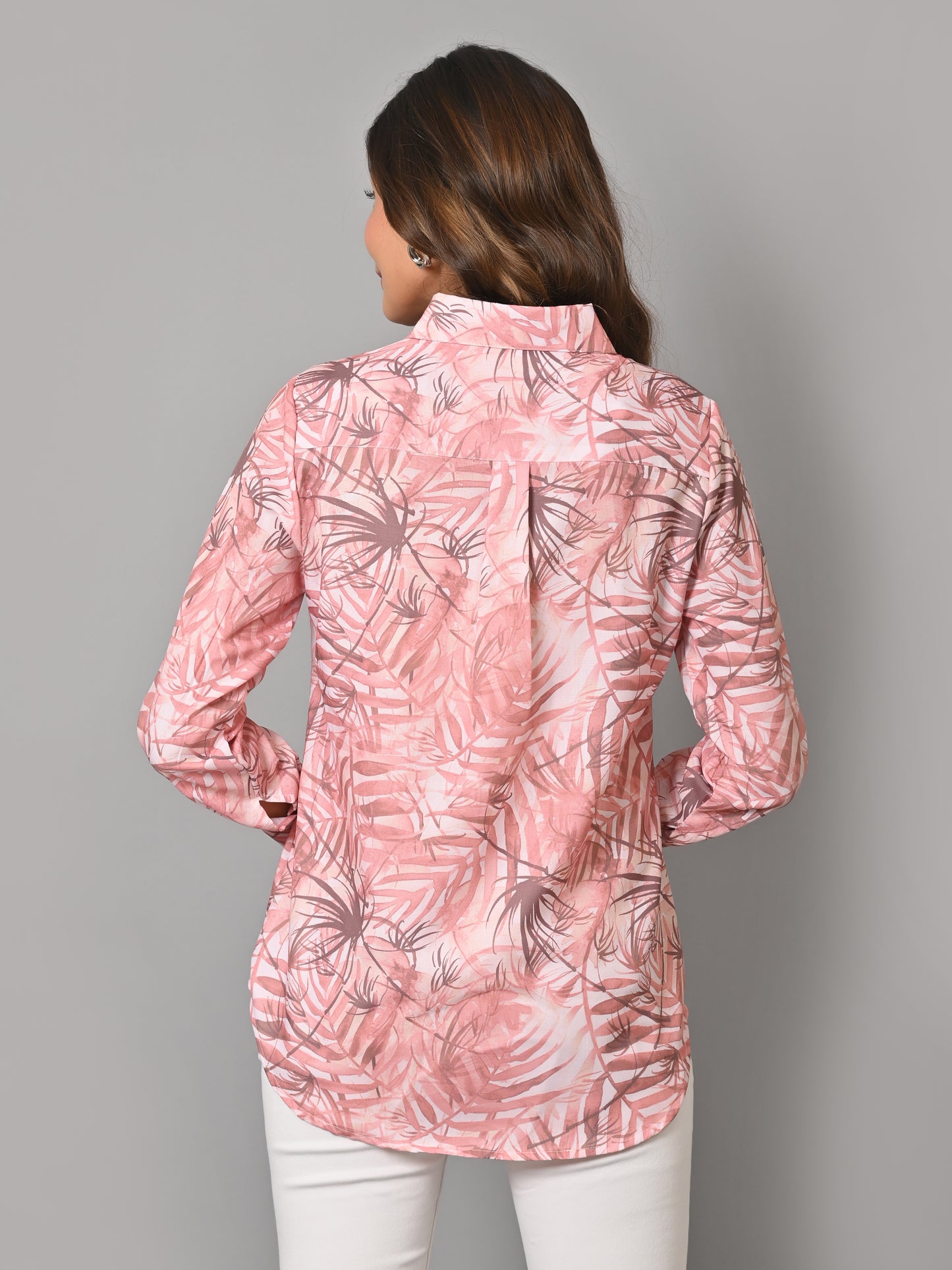 VJR Women Pink Floral Fusion Printed Shirt