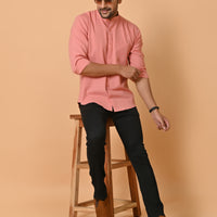 VJR Peach Color Solid Shirt