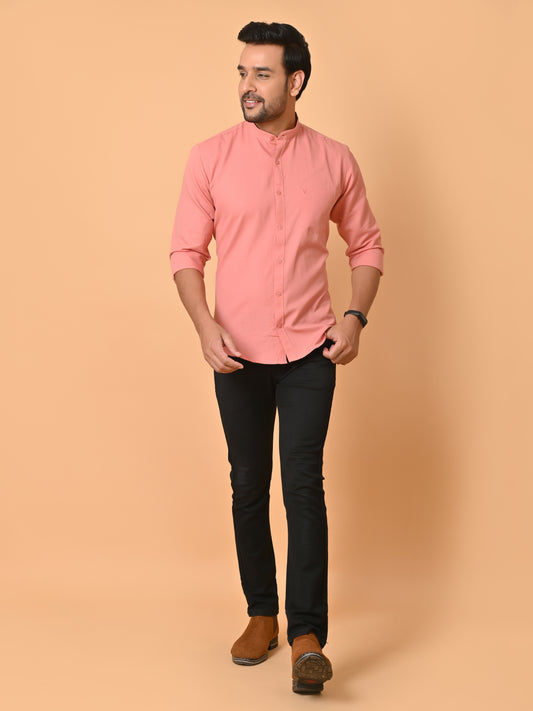 VJR Peach Color Solid Shirt