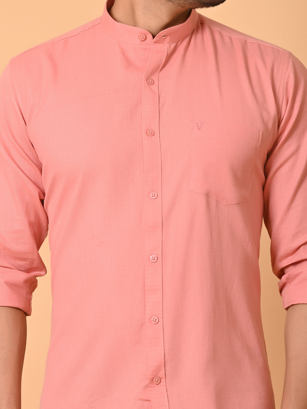 VJR Peach Color Solid Shirt