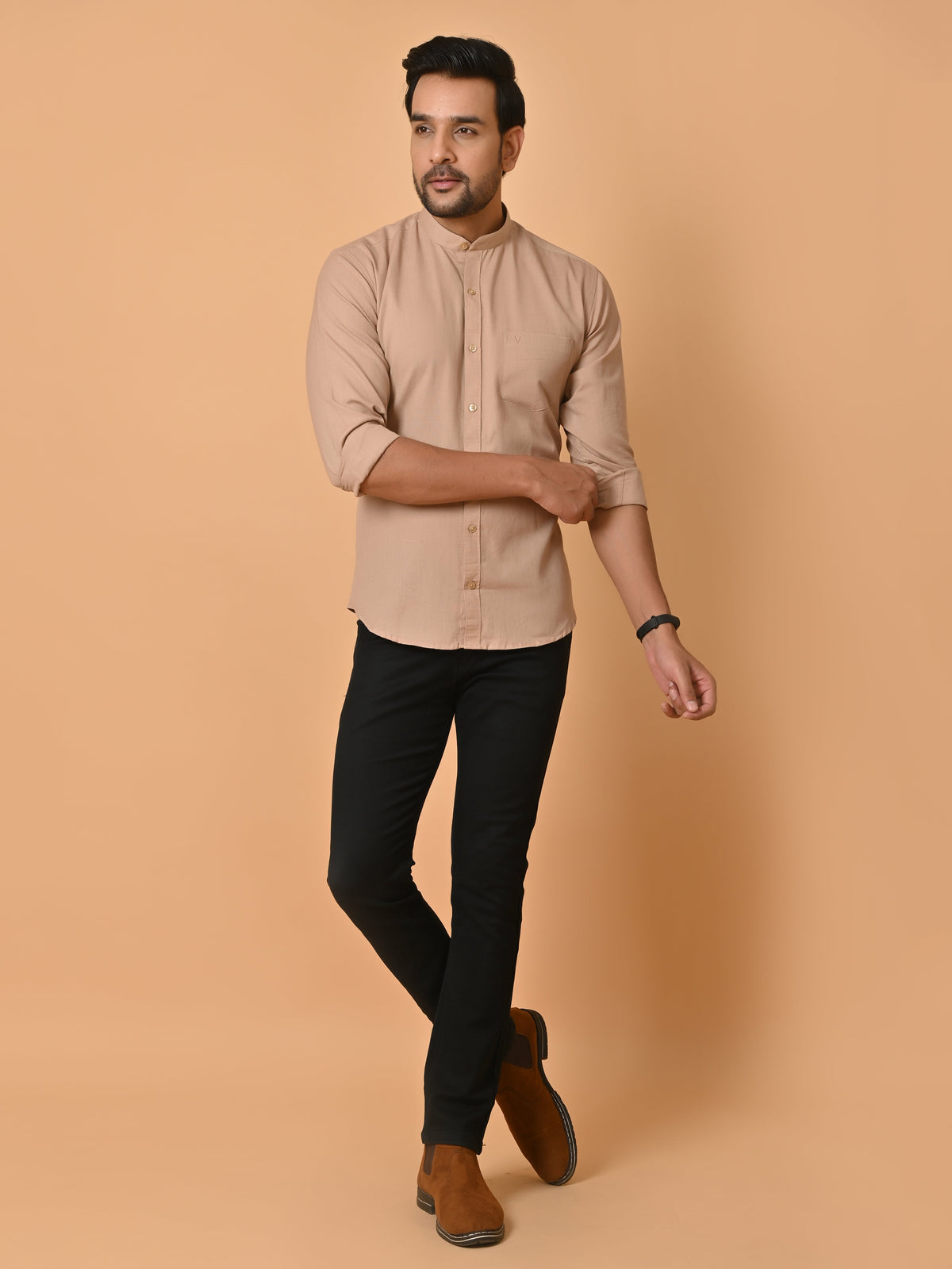 VJR Pine Brown Solid Shirt