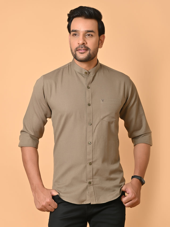 VJR Light Brown Solid Shirt