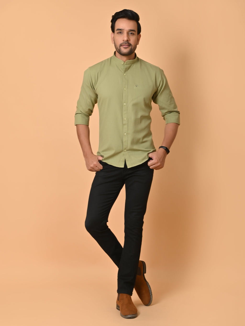 VJR Mantis Green Solid Shirt