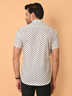 VJR White Base Floral Printed Shirt
