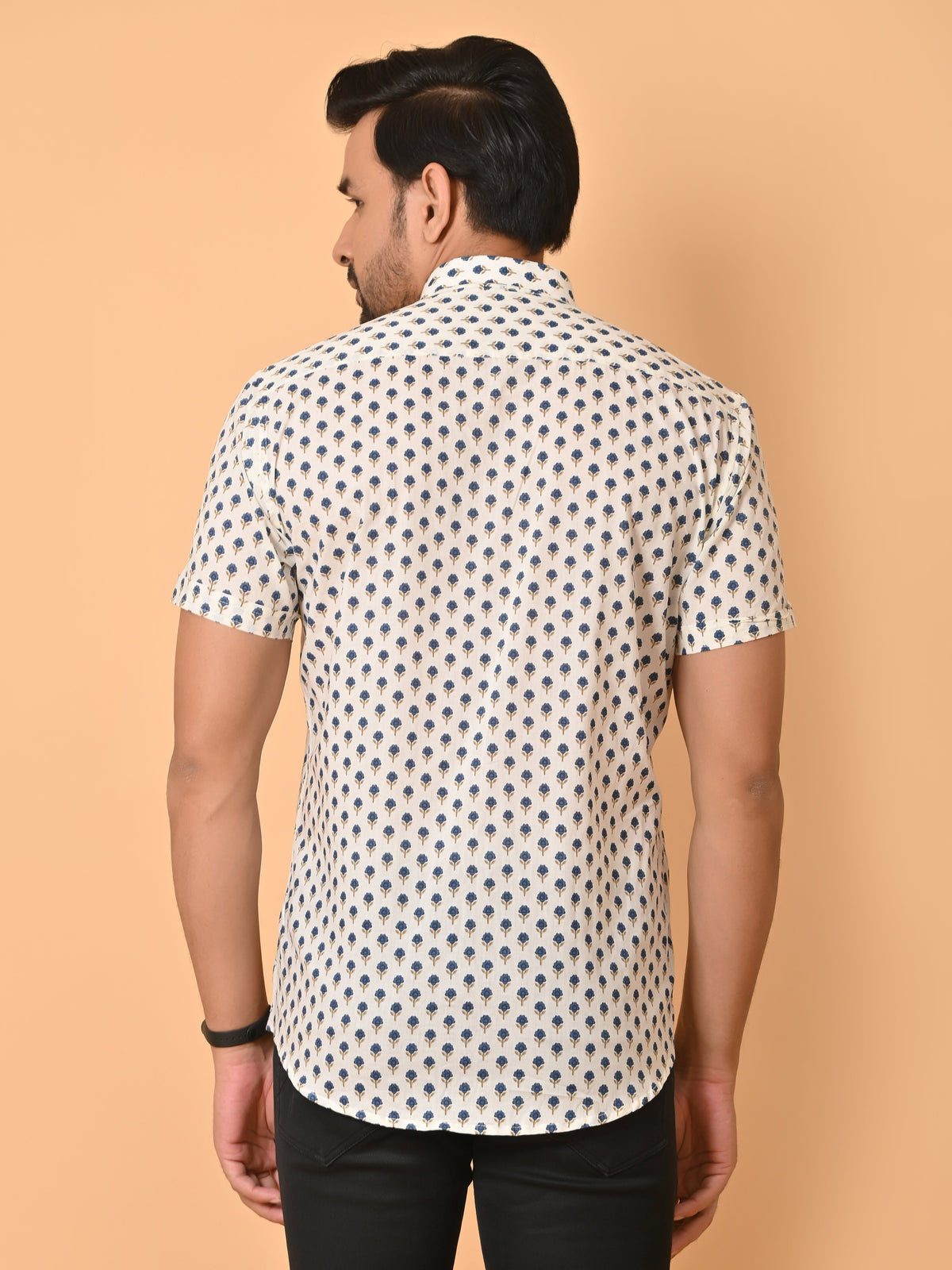 VJR White Base Floral Printed Shirt