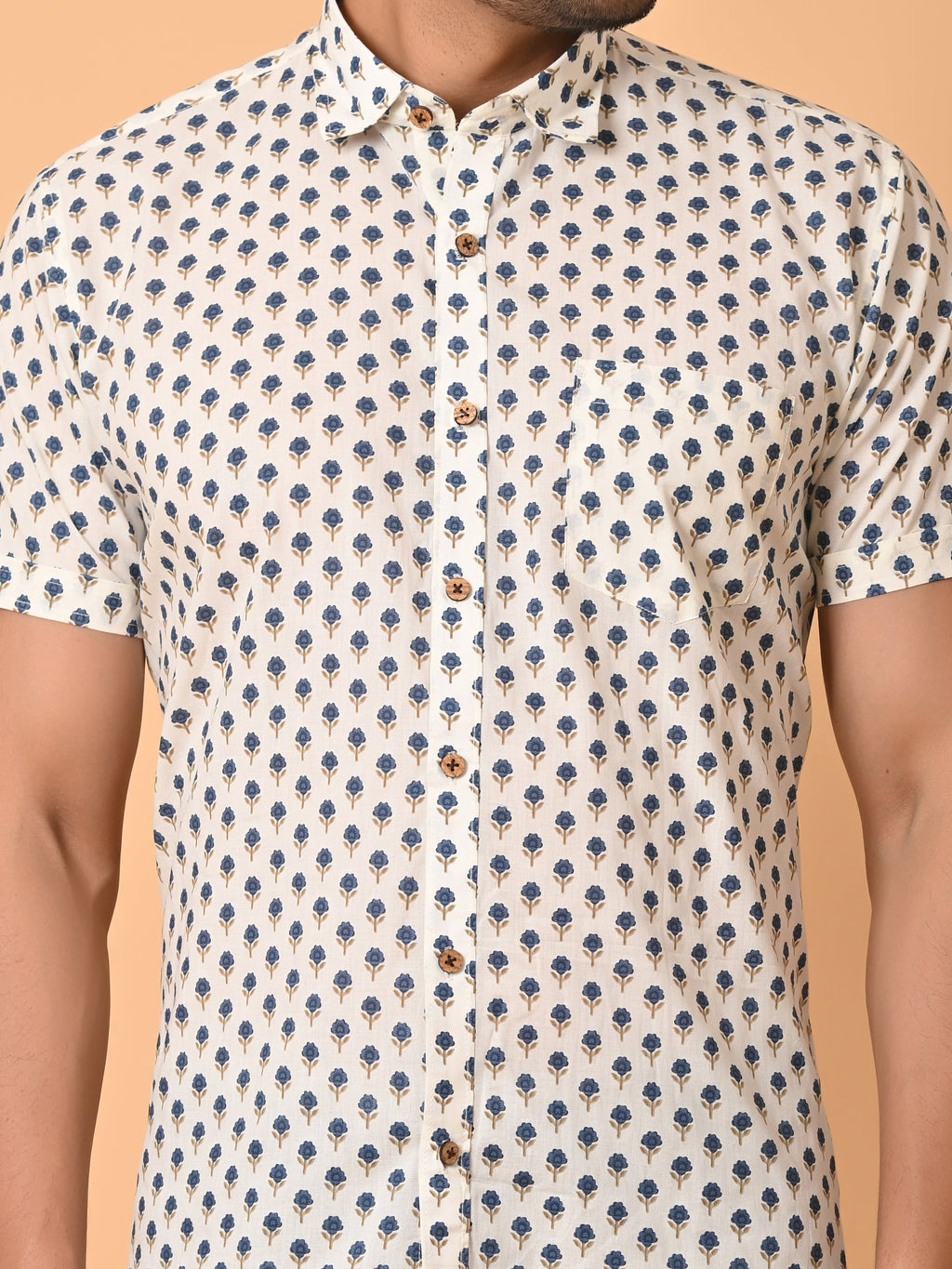 VJR White Base Floral Printed Shirt