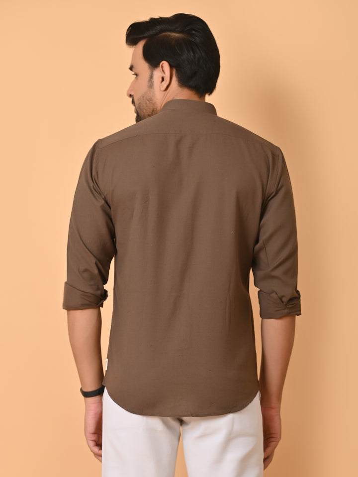 VJR Chocolate Brown Solid Shirt