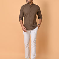 VJR Chocolate Brown Solid Shirt
