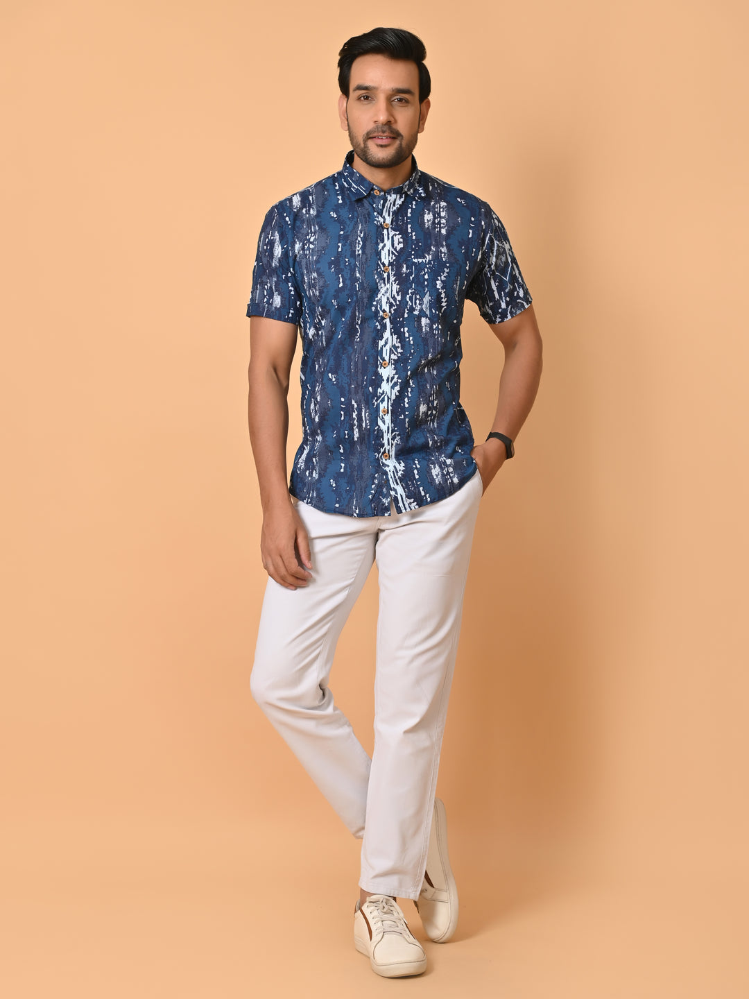 VJR Ikath Stylish Blue Premium Shirt