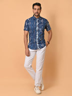 VJR Ikath Stylish Blue Premium Shirt