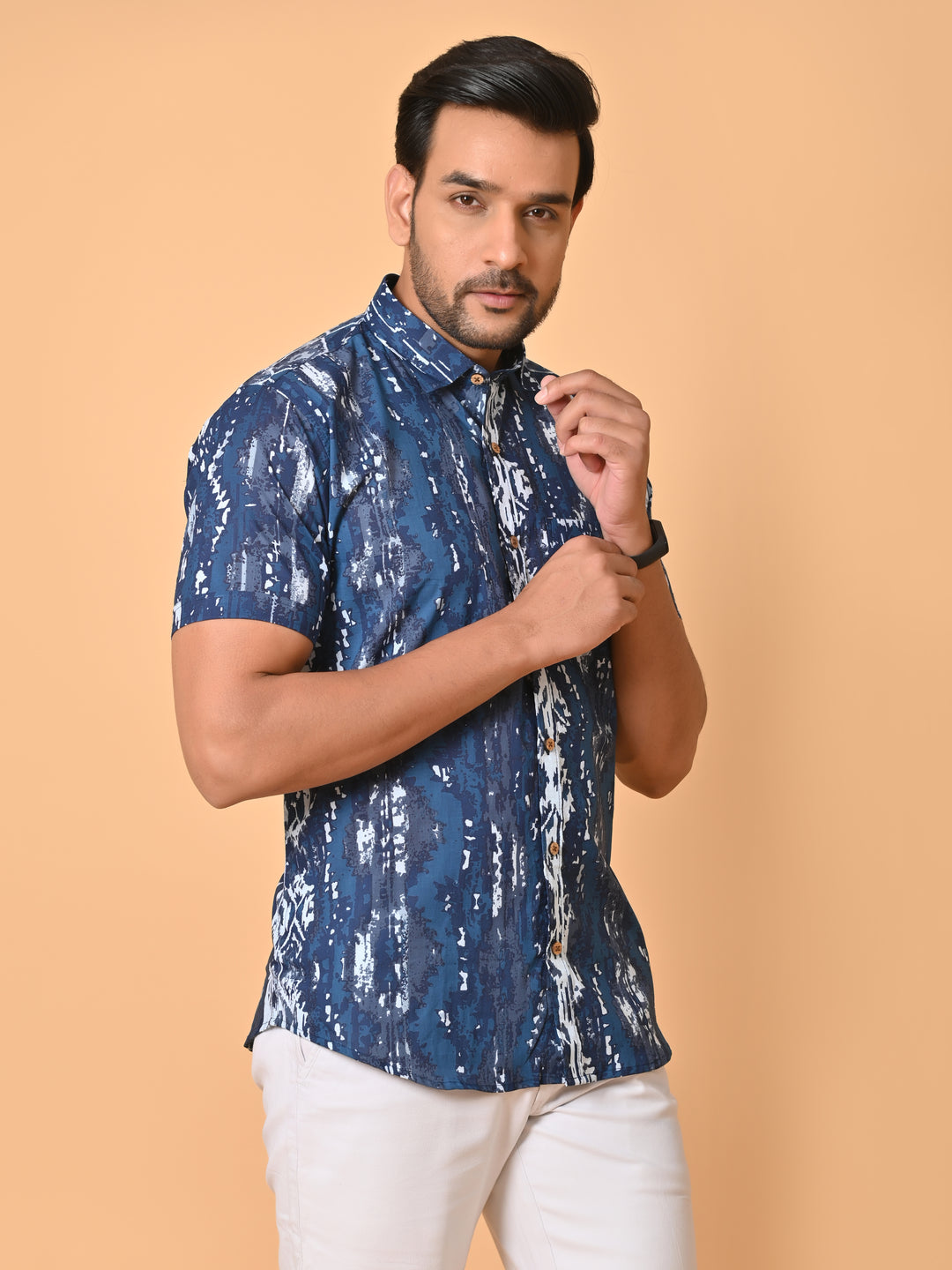 VJR Ikath Stylish Blue Premium Shirt