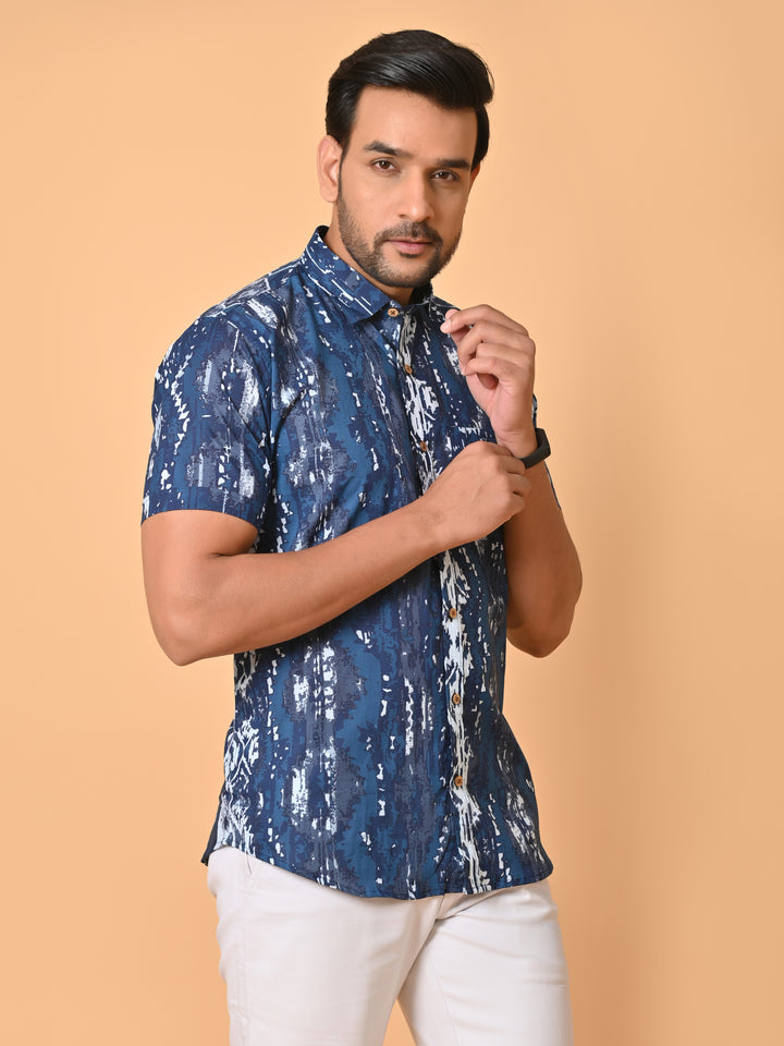 VJR Ikath Stylish Blue Premium Shirt