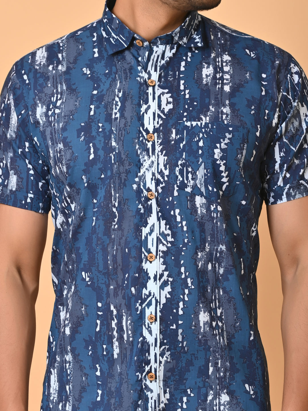 VJR Ikath Stylish Blue Premium Shirt