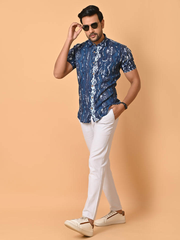 VJR Ikath Stylish Blue Premium Shirt