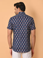 VJR Blue Floral Sanganeri Printed Shirt