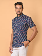 VJR Blue Floral Sanganeri Printed Shirt