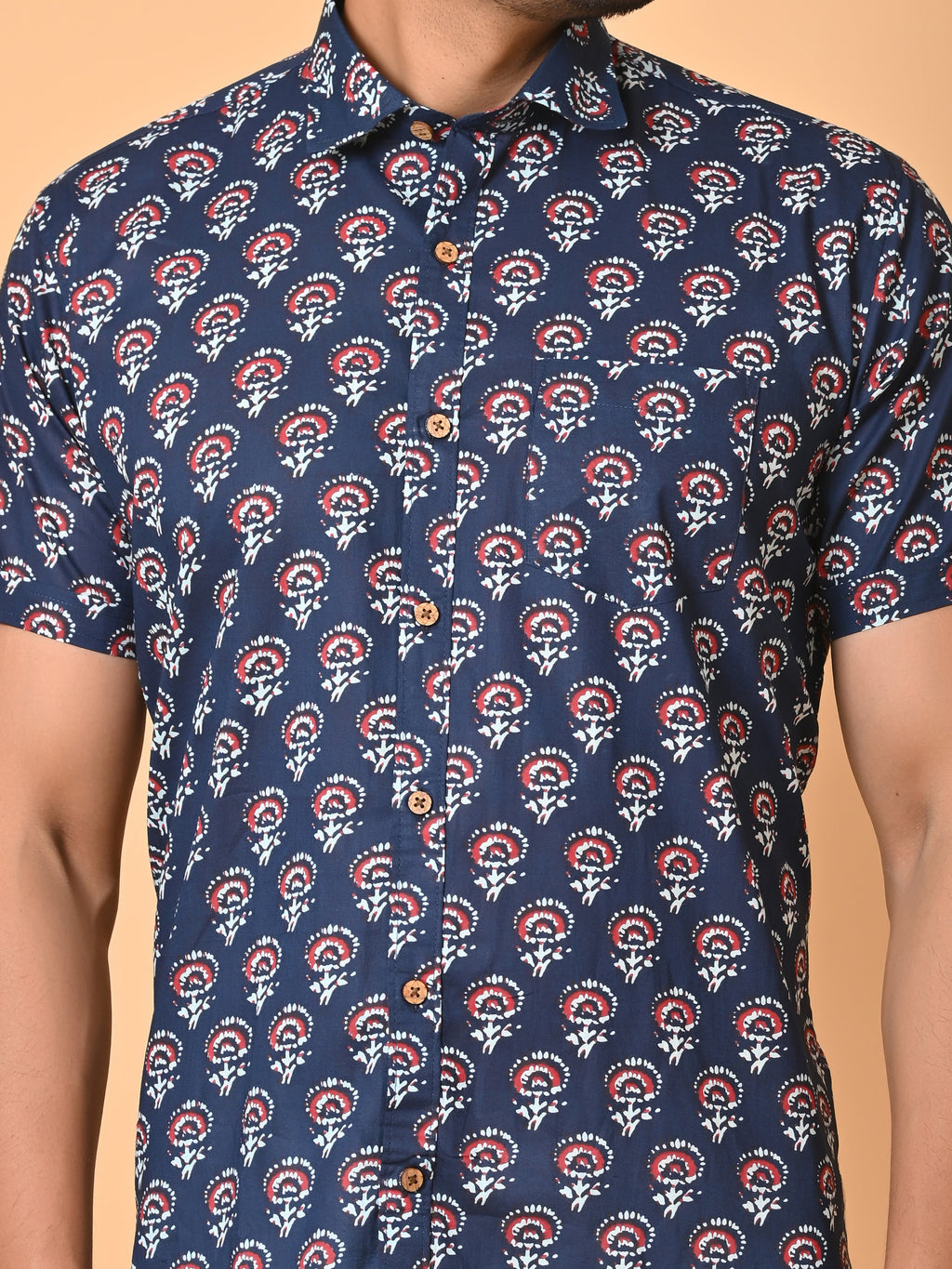 VJR Blue Floral Sanganeri Printed Shirt