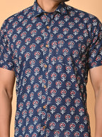 VJR Blue Floral Sanganeri Printed Shirt