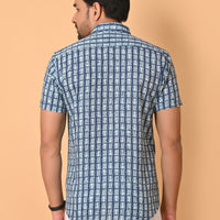 VJR Katha Nautical Chevron Patterned Block Printed Shirt