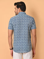 VJR Katha Nautical Chevron Patterned Block Printed Shirt