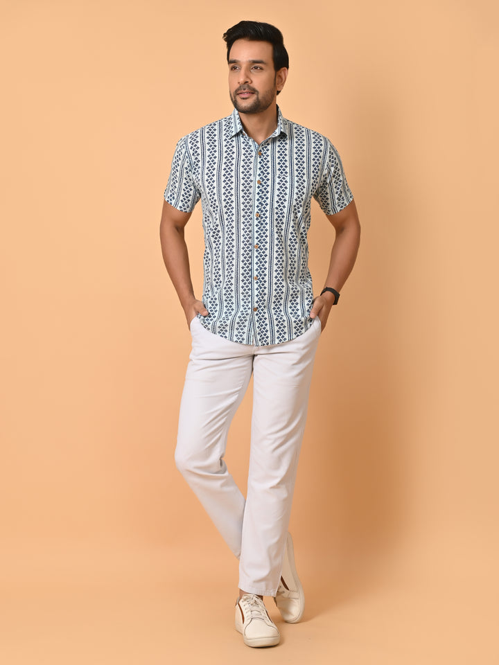 VJR Katha Geometric Strip Premium Shirt