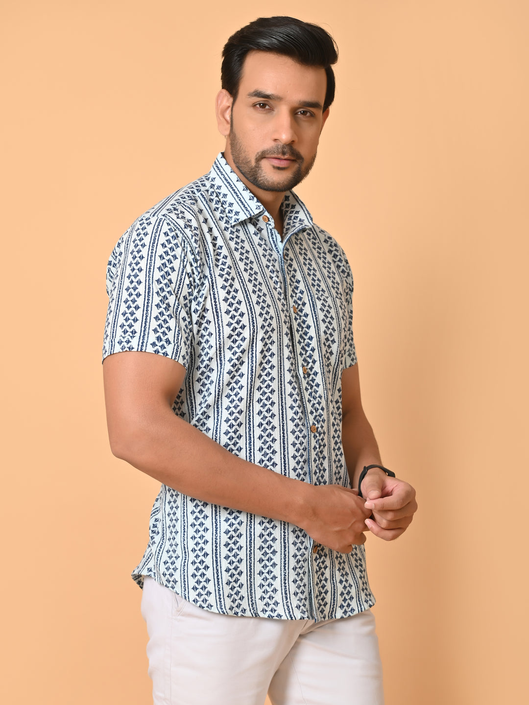 VJR Katha Geometric Strip Premium Shirt