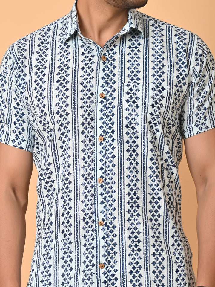 VJR Katha Geometric Strip Premium Shirt