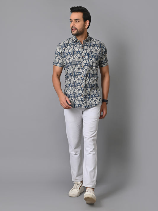 Blue Paisley Print Fashionable Premium Shirt