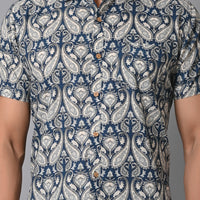Blue Paisley Print Fashionable Premium Shirt