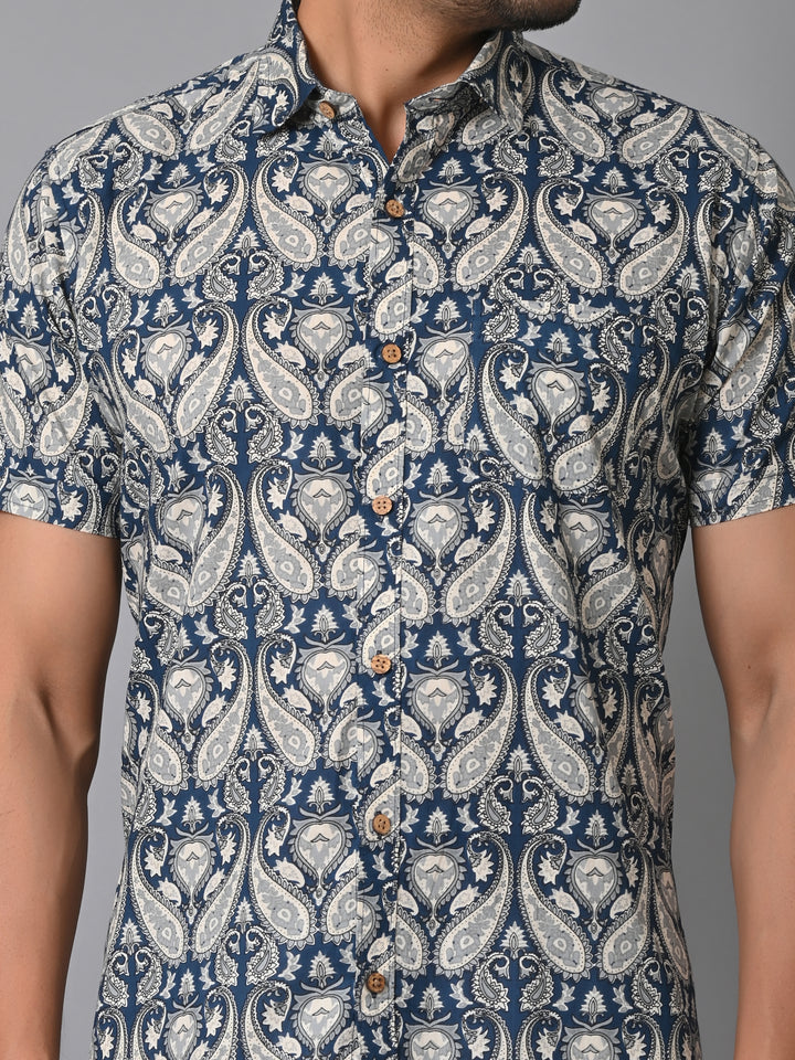 Blue Paisley Print Fashionable Premium Shirt
