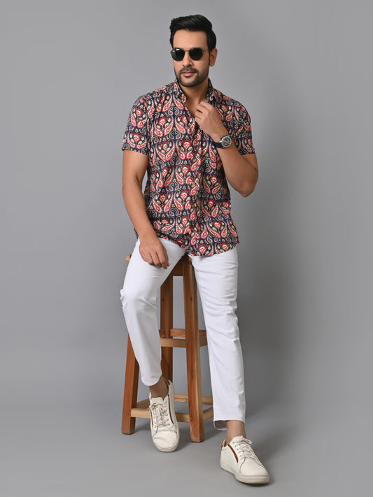 VJR Red Paisley Print Fashionable Shirt