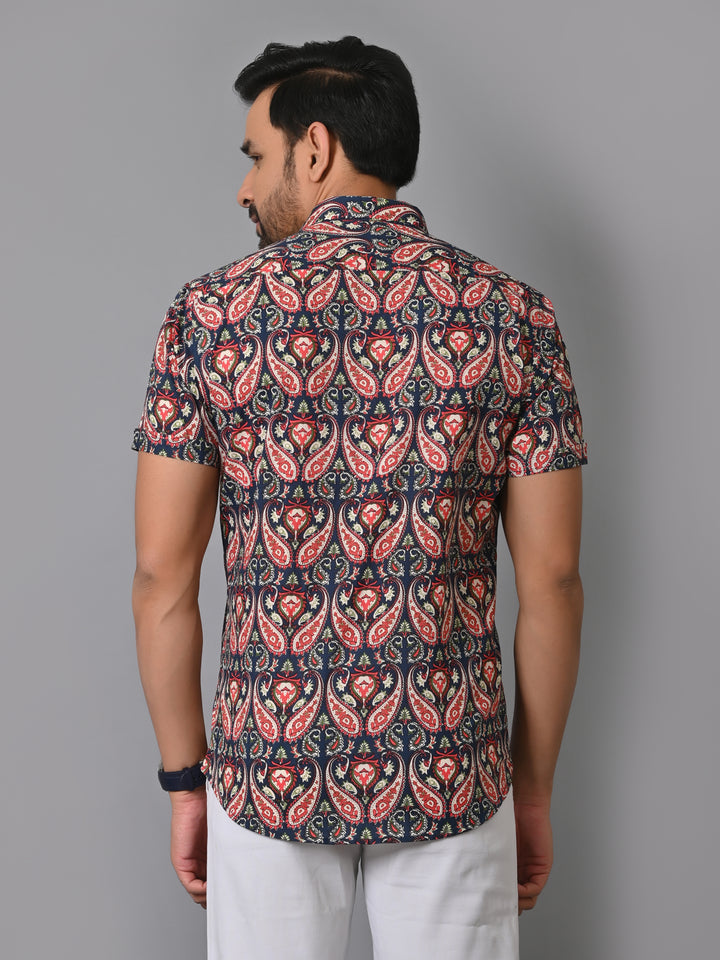 VJR Red Paisley Print Fashionable Shirt