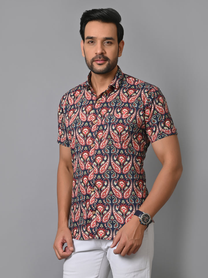 VJR Red Paisley Print Fashionable Shirt