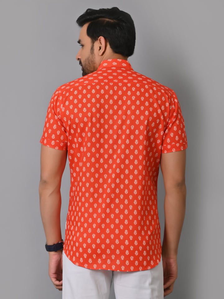 VJR Millennial Orange Printed Shirt