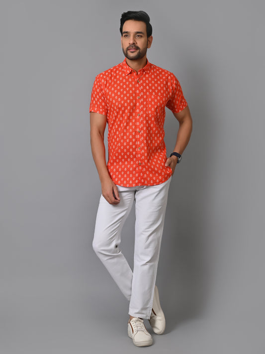 VJR Millennial Orange Printed Shirt