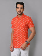VJR Millennial Orange Printed Shirt