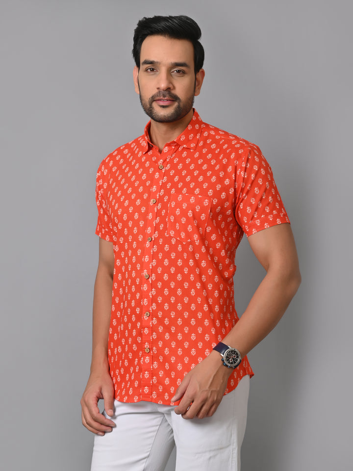 VJR Millennial Orange Printed Shirt