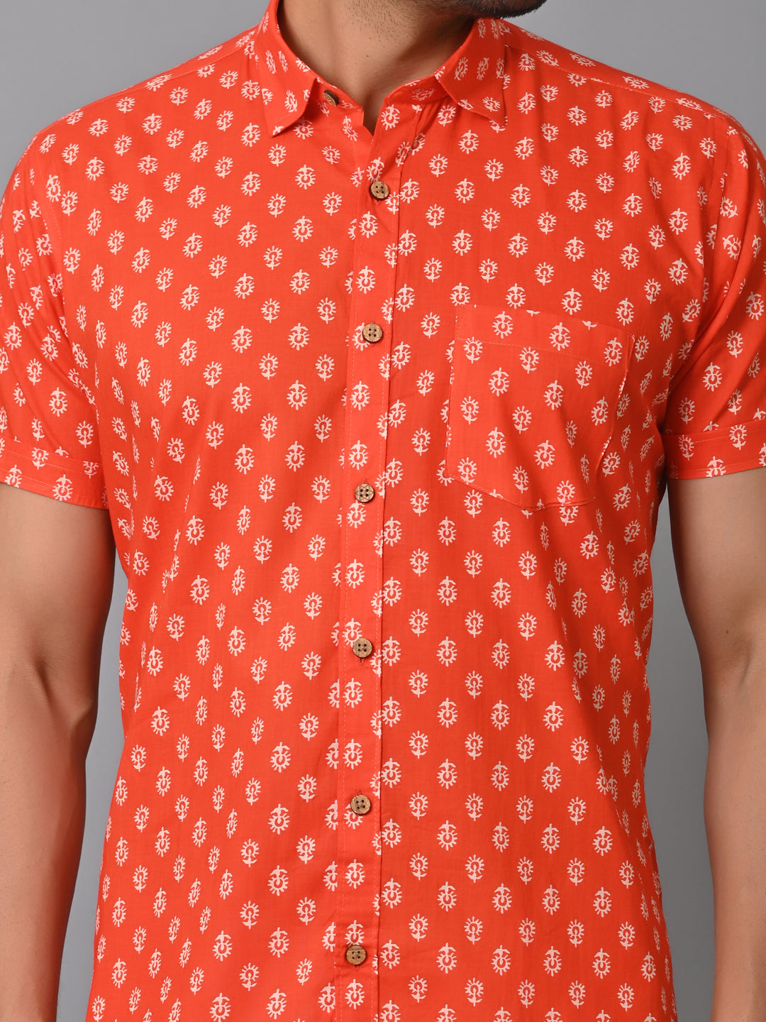 VJR Millennial Orange Printed Shirt