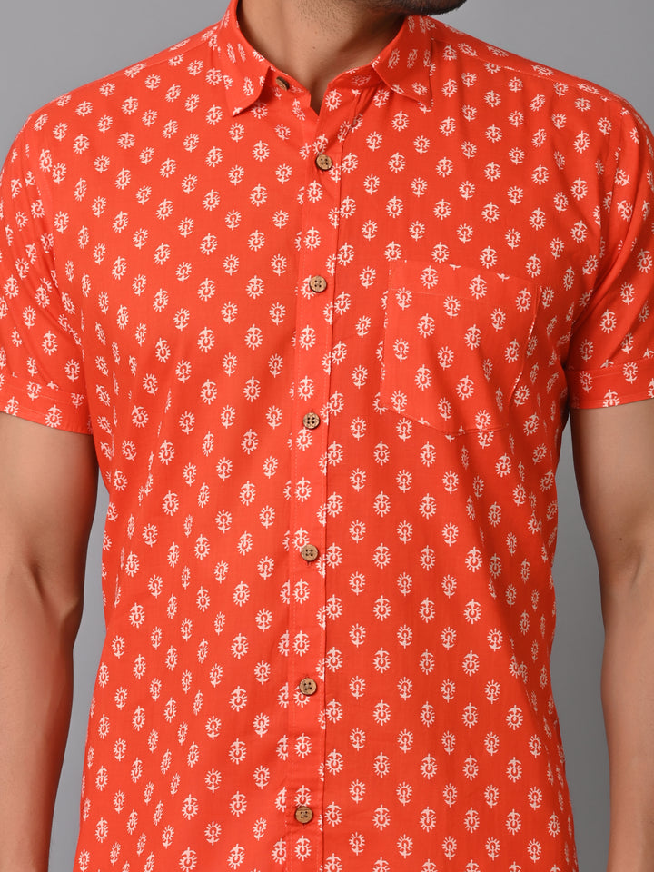 VJR Millennial Orange Printed Shirt