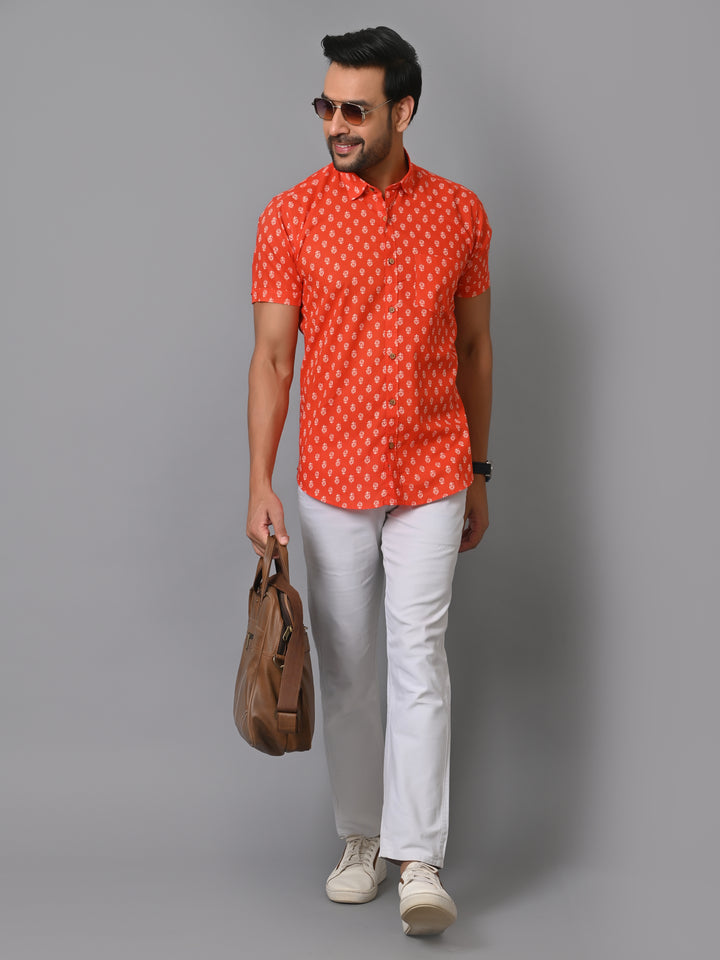 VJR Millennial Orange Printed Shirt