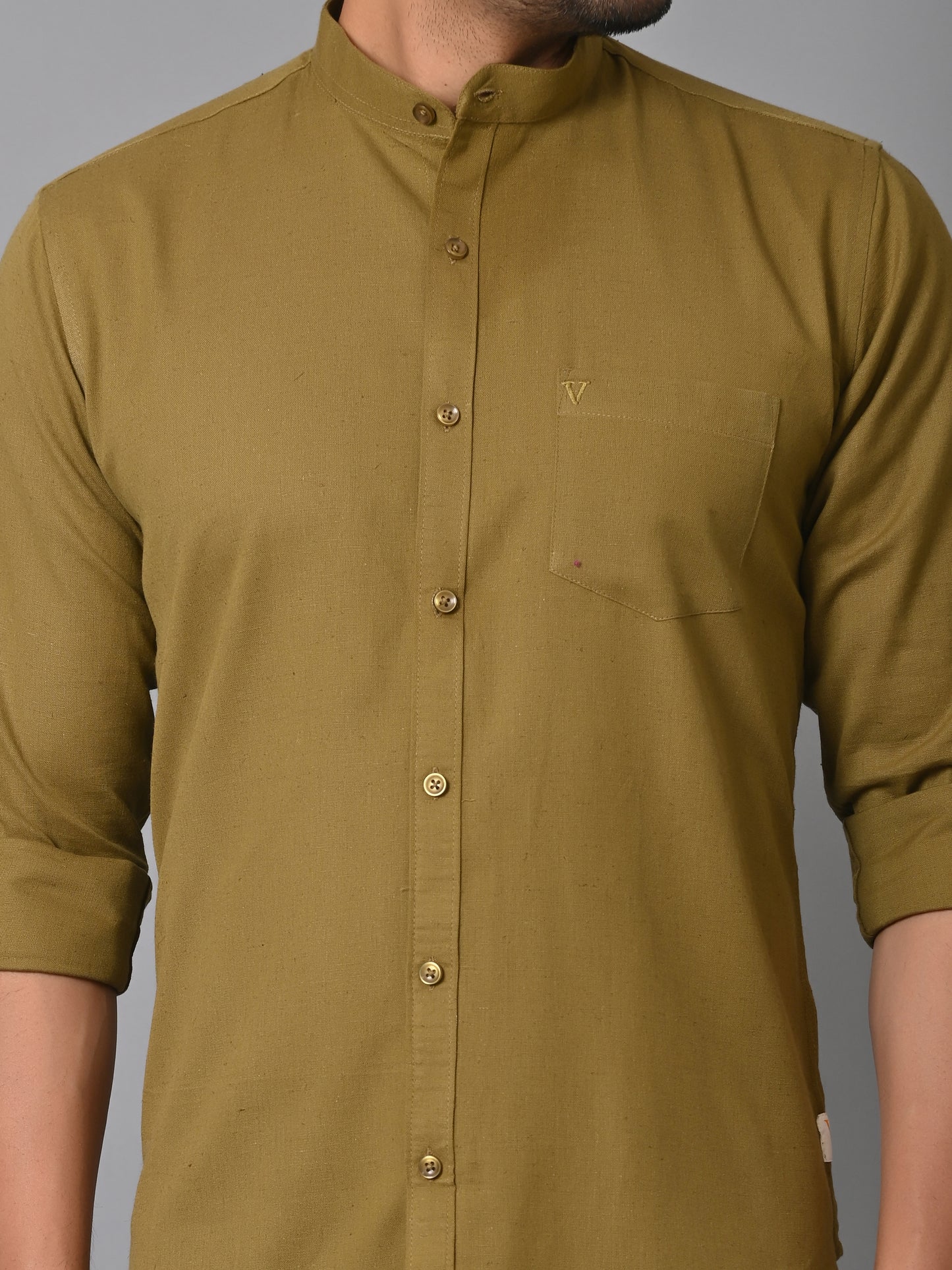 VJR Olive Green Solid Shirt