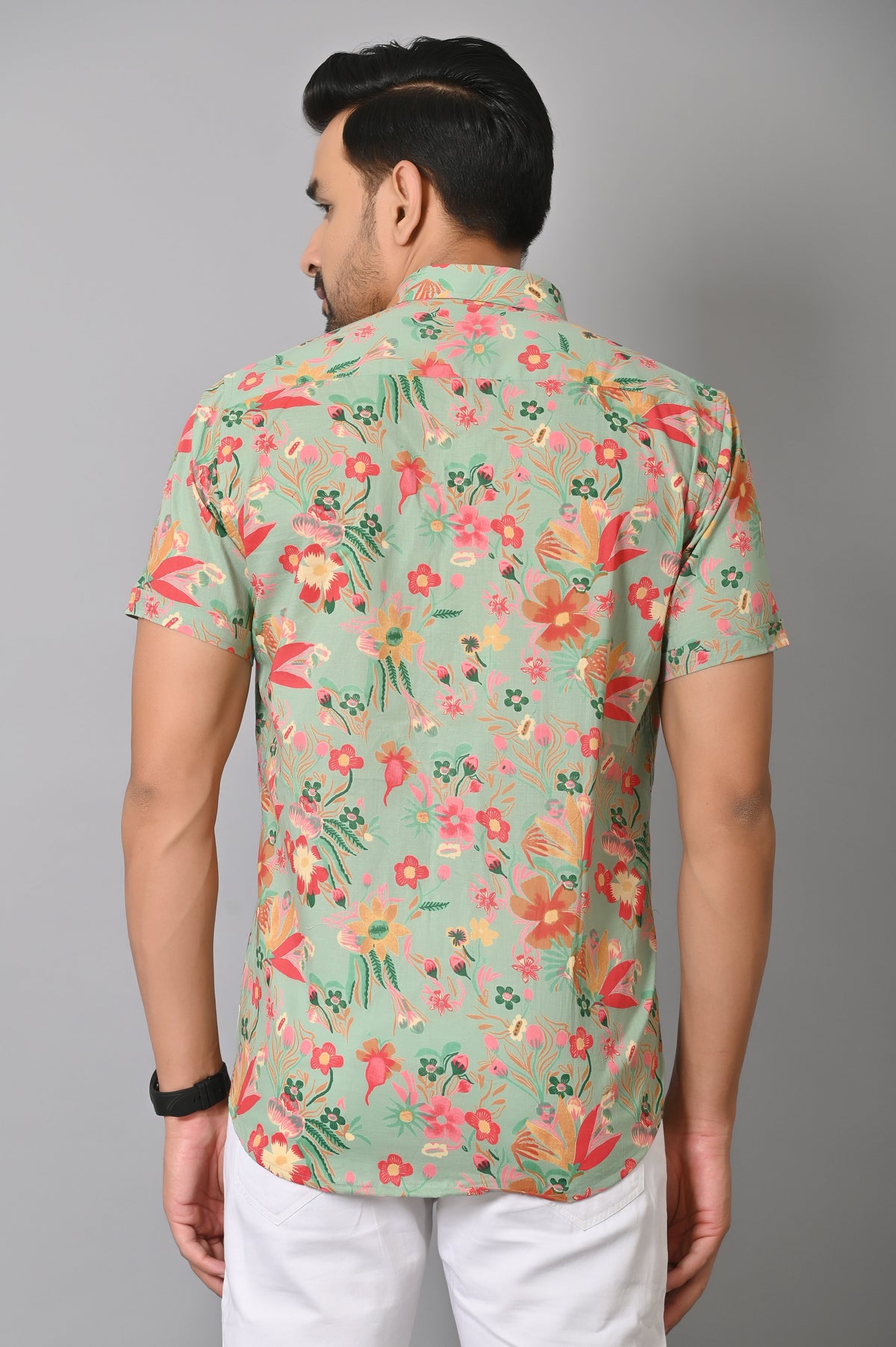 VJR Party Attraction Floral Print Green Base Premium Shirt