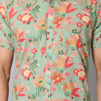 VJR Party Attraction Floral Print Green Base Premium Shirt