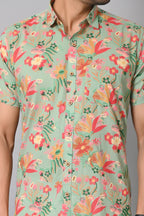 VJR Party Attraction Floral Print Green Base Premium Shirt